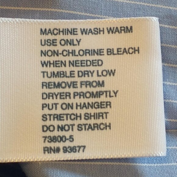 Stafford Long Sleeve Button Down Men's Dress Shirt, Medium, Blue w/White Stripes - Picture 7 of 7